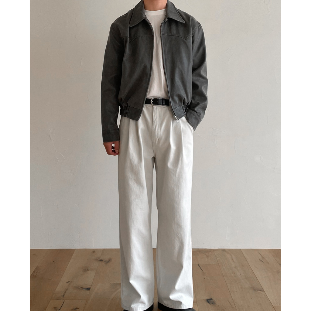 Men's Cropped Leather Jacket with Zip Closure and Elasticated Blouson Hem - Image 6