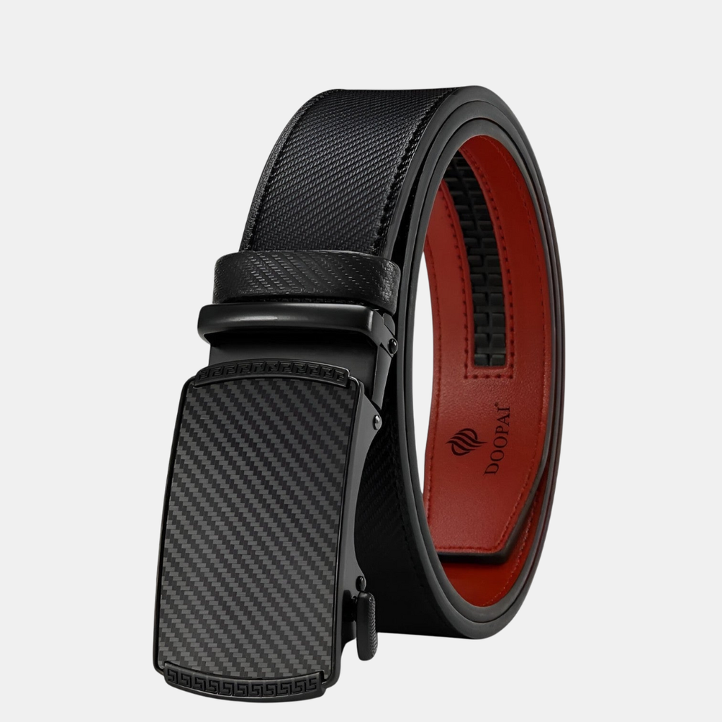 Men's Designer Ratchet Belt with Automatic Buckle and Adjustable Leather Strap - Image 1