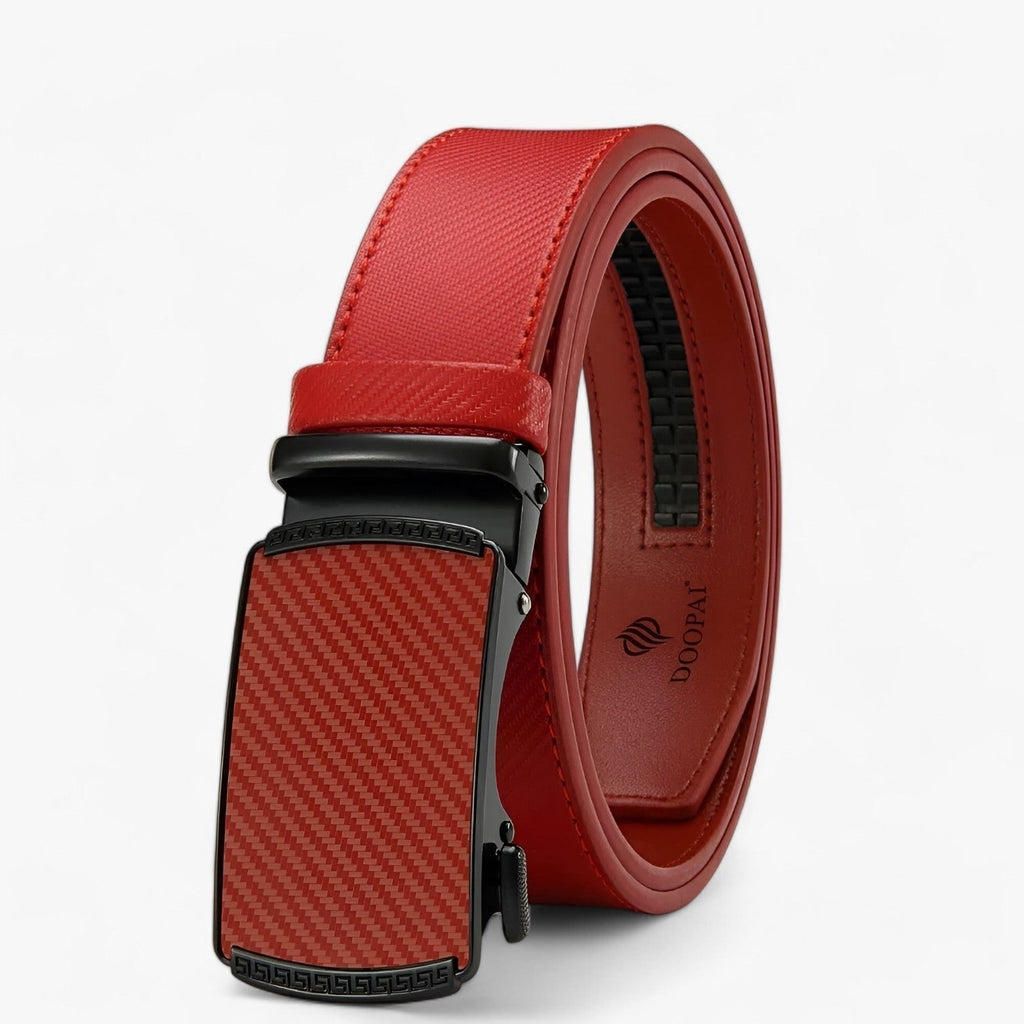 Men's Designer Ratchet Belt with Automatic Buckle and Adjustable Leather Strap - Image 2