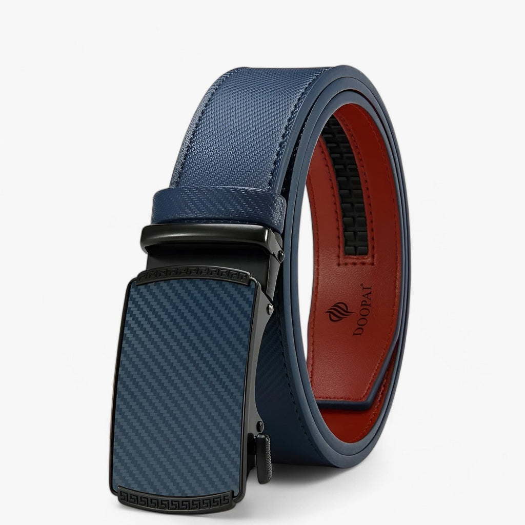 Men's Designer Ratchet Belt with Automatic Buckle and Adjustable Leather Strap - Image 3