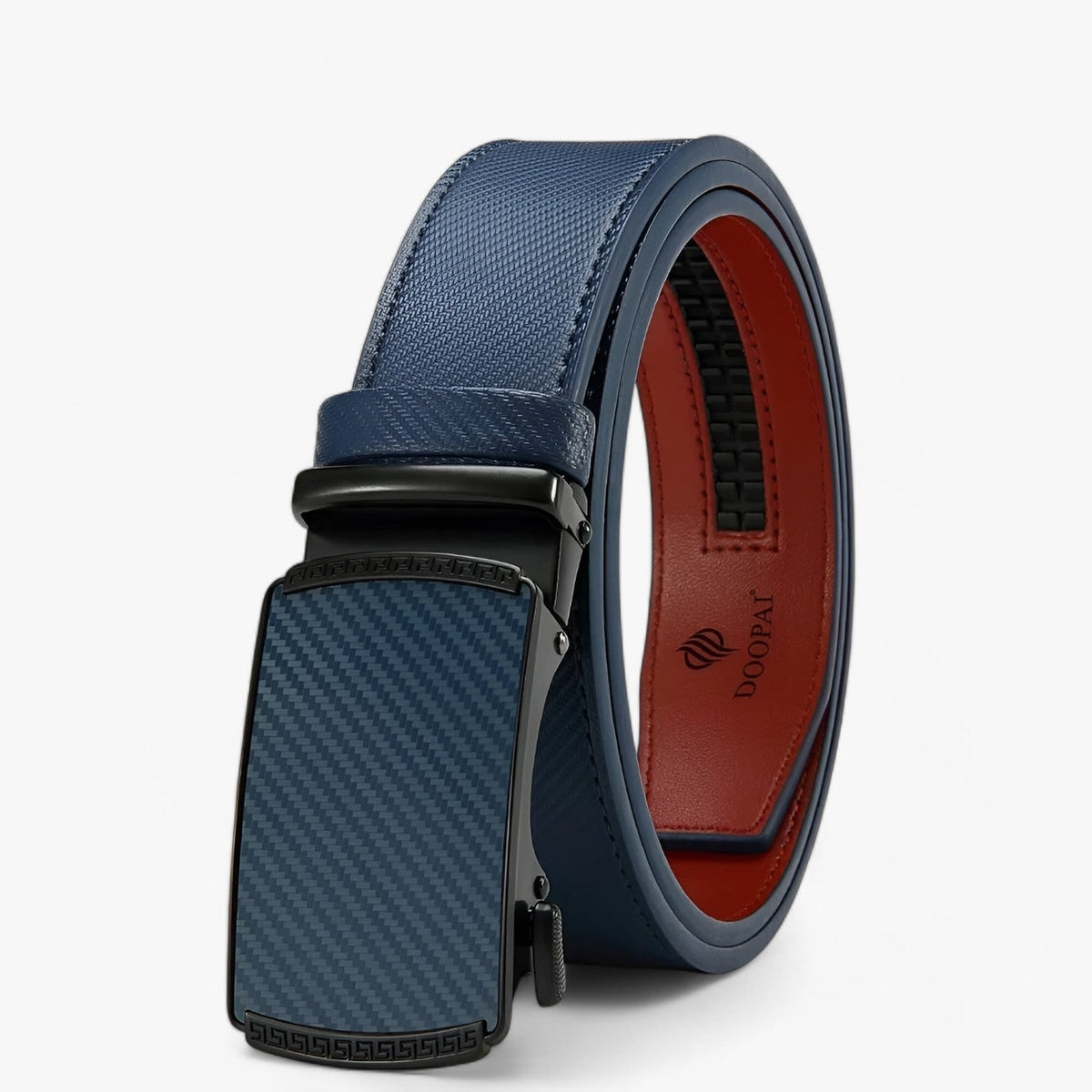 Men's Designer Ratchet Belt with Automatic Buckle and Adjustable Leather Strap - Image 3