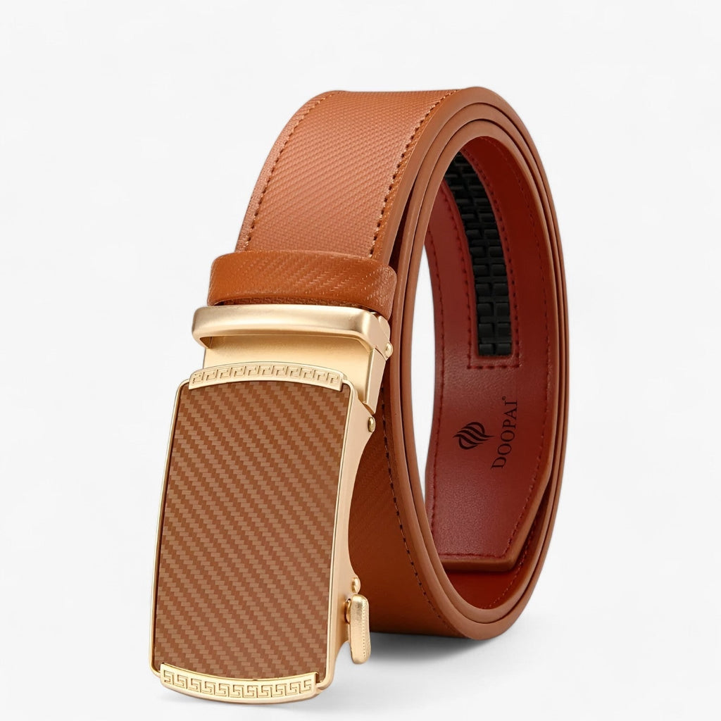 Men's Designer Ratchet Belt with Automatic Buckle and Adjustable Leather Strap - Image 5
