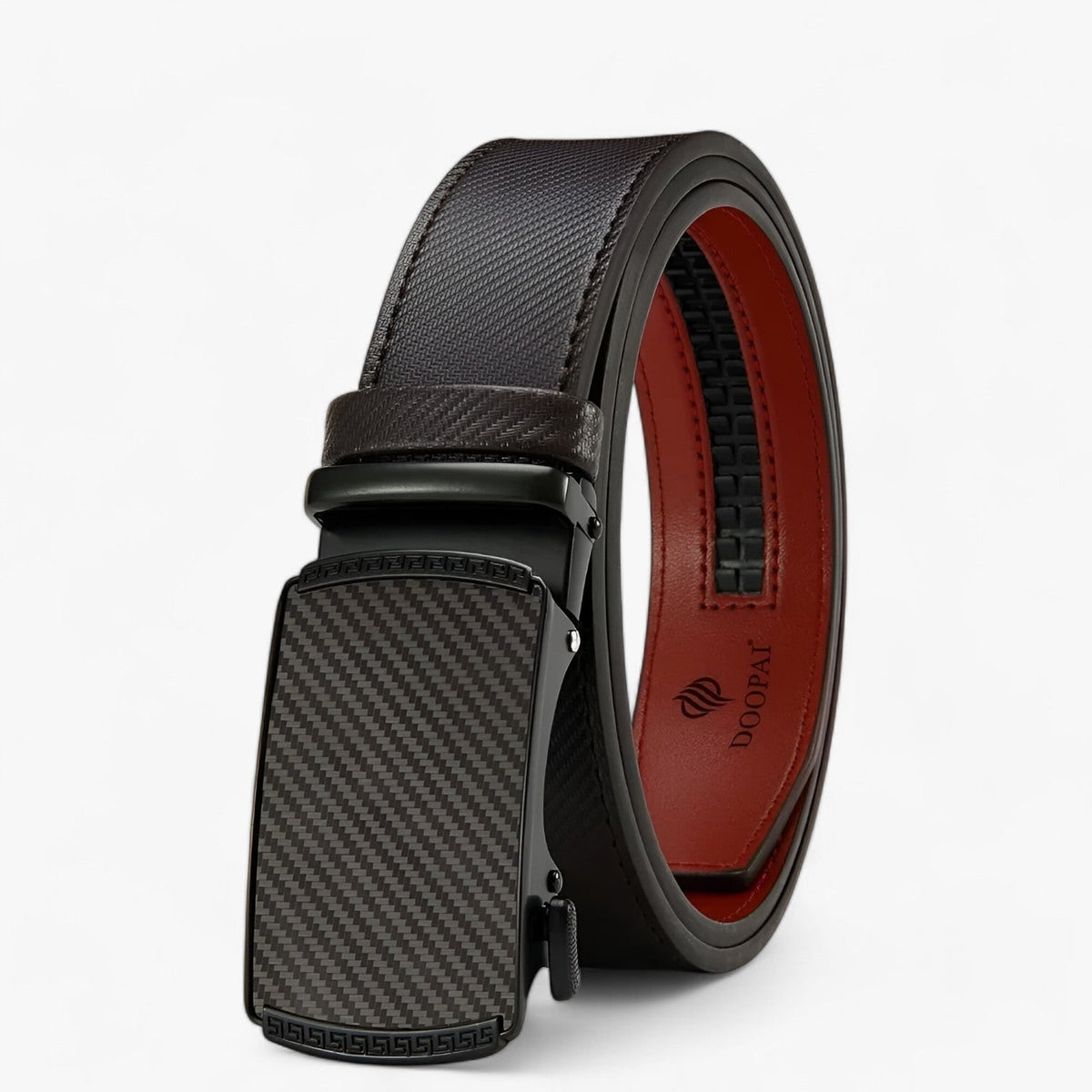 Men's Designer Ratchet Belt with Automatic Buckle and Adjustable Leather Strap - Image 6
