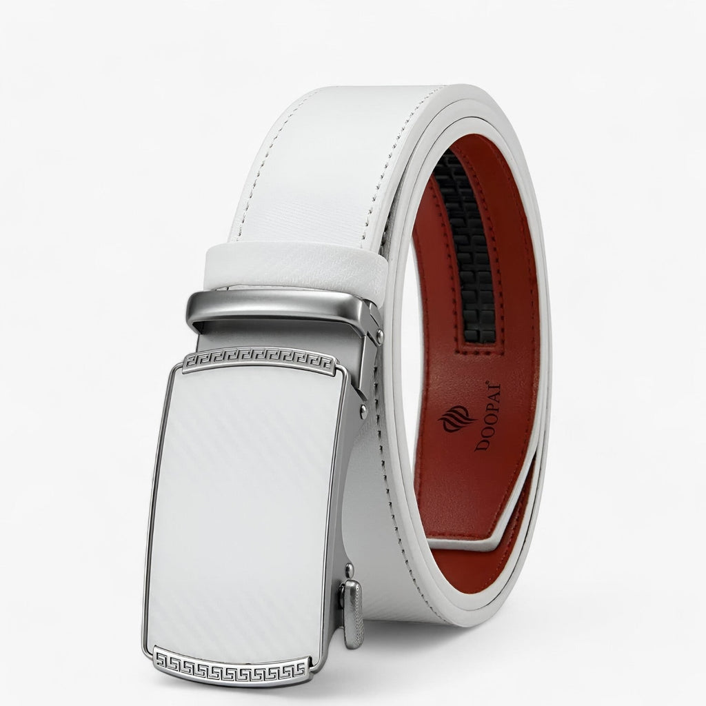 Men's Designer Ratchet Belt with Automatic Buckle and Adjustable Leather Strap - Image 7