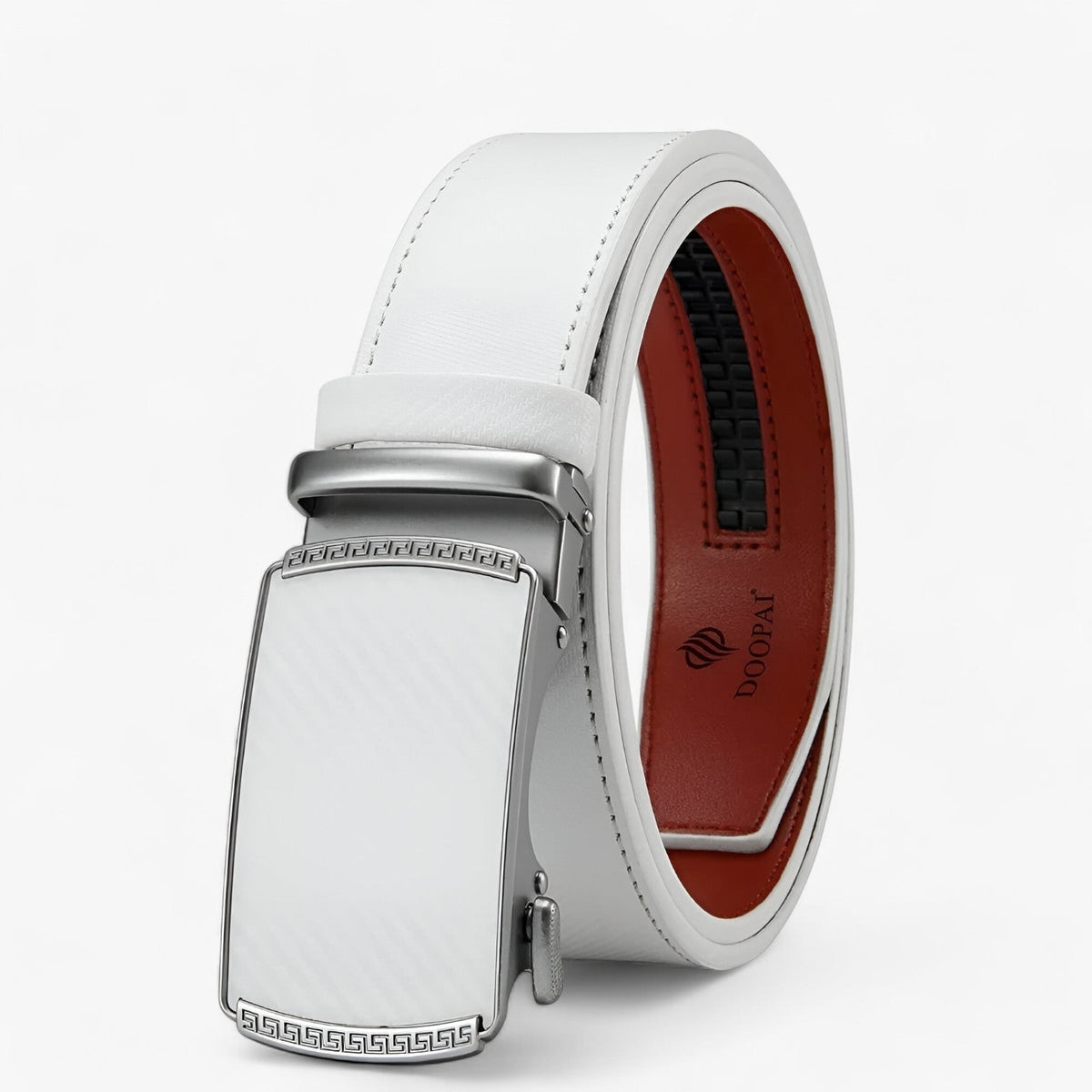 Men's Designer Ratchet Belt with Automatic Buckle and Adjustable Leather Strap - Image 7