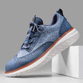 Men's Dress Leather Sneakers with Wingtip Brogue and Woven Panels - Image 1