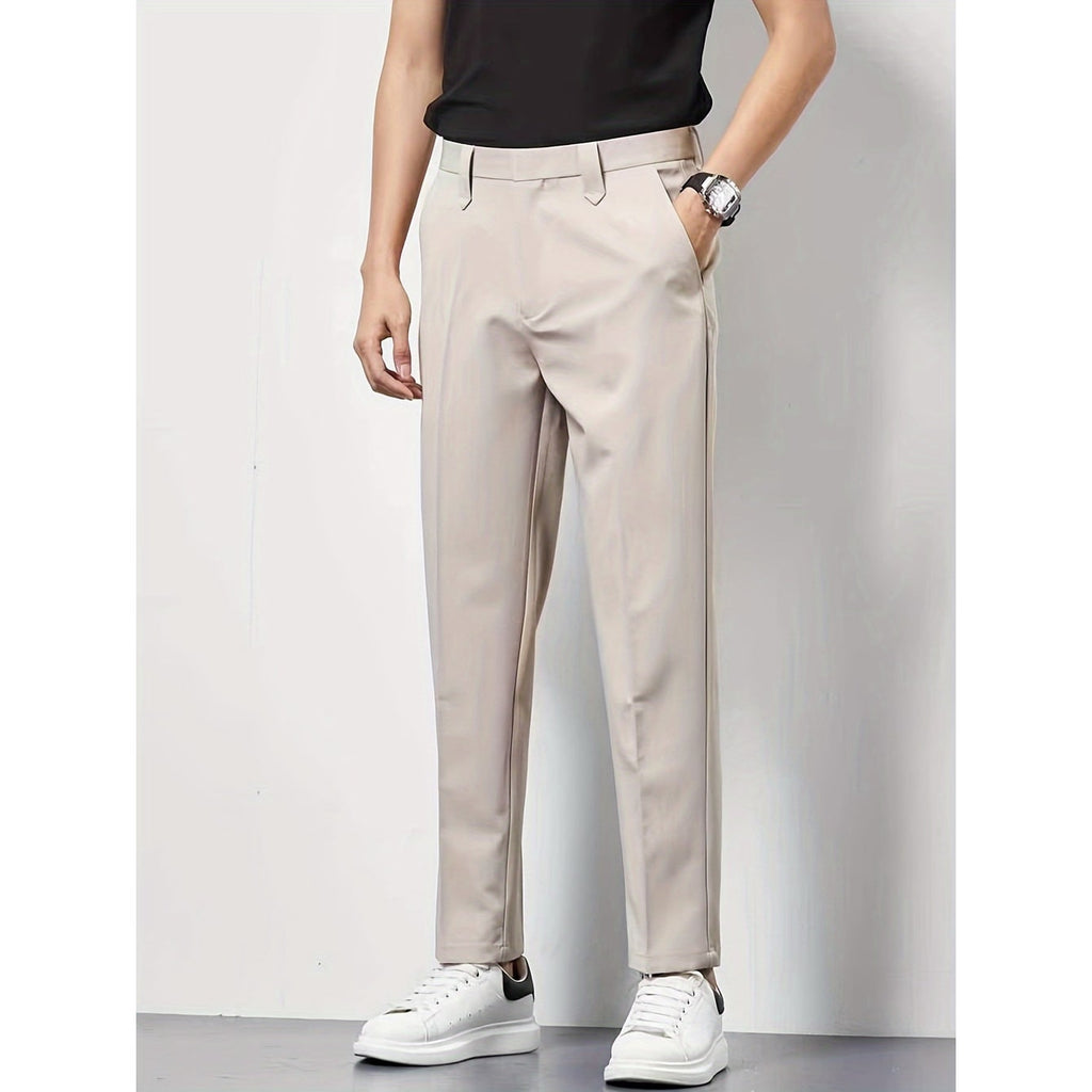Men's Dress Pants Slim Fit with Pressed Crease and Twill Trousers - Image 1