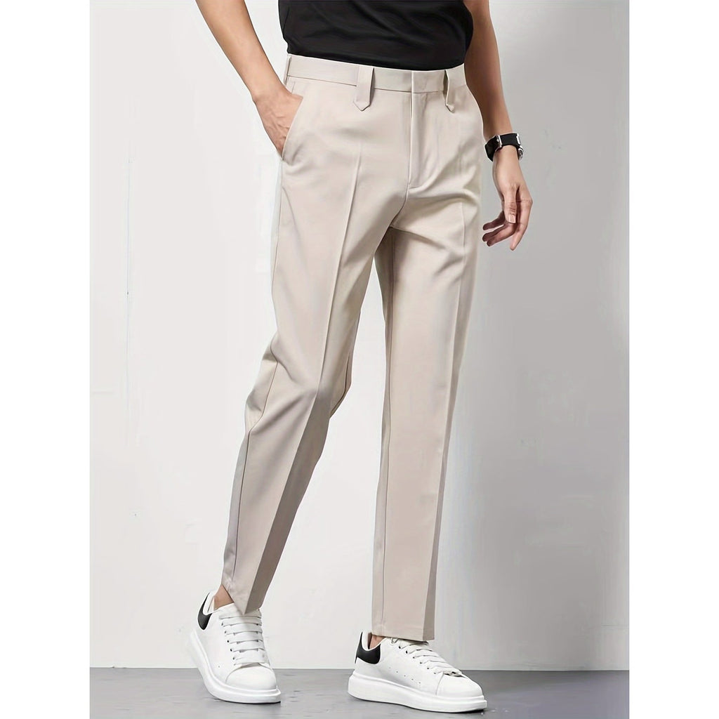 Men's Dress Pants Slim Fit with Pressed Crease and Twill Trousers - Image 2
