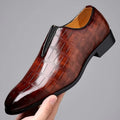 Men's Dress Shoes Crocodile Embossed Leather Slip-On Loafer - Image 1