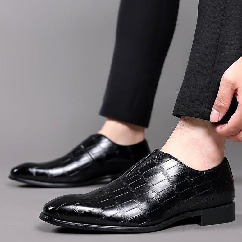 Men's Dress Shoes Crocodile Embossed Leather Slip-On Loafer - Image 6
