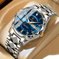 Men's Dress Watch with Analog Display, Faceted Bezel and Day-Date Window - Image 6
