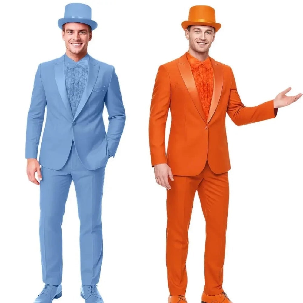 Men's Easy Halloween Tuxedo Costume with Ruffled Shirt, Bow Tie and Top Hat - Image 2