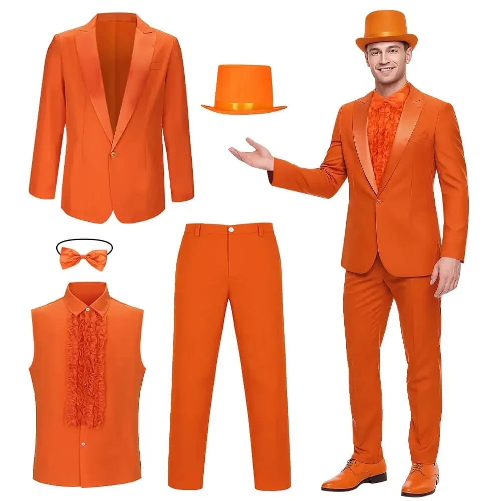Men's Easy Halloween Tuxedo Costume with Ruffled Shirt, Bow Tie and Top Hat - Image 3