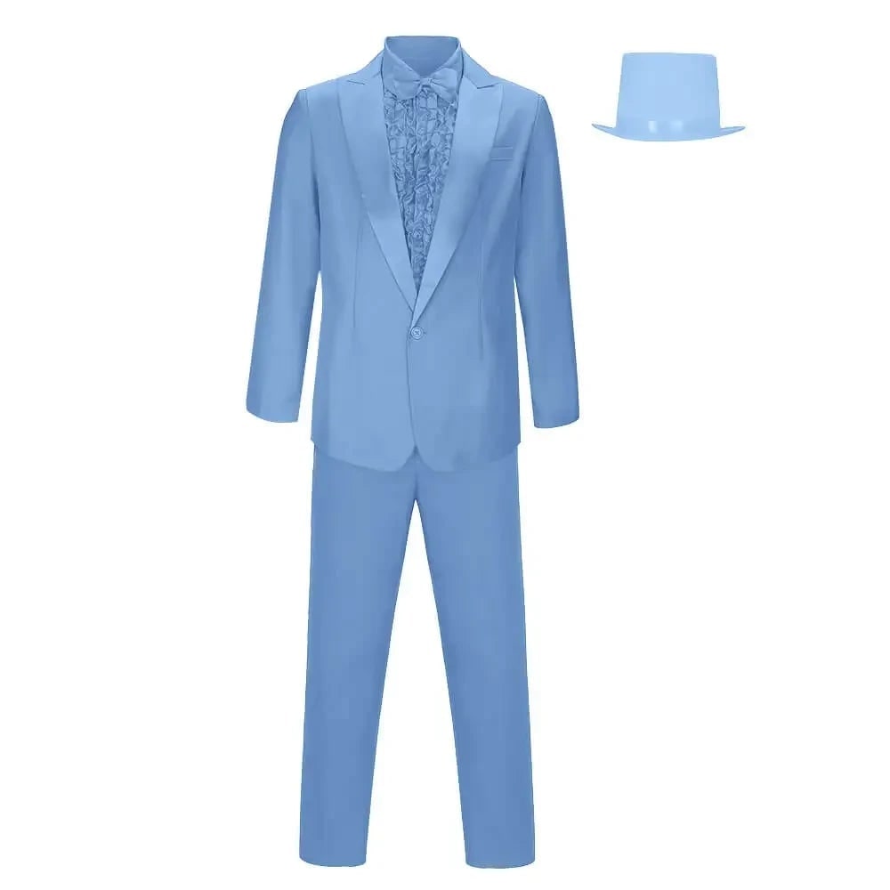 Men's Easy Halloween Tuxedo Costume with Ruffled Shirt, Bow Tie and Top Hat - Image 4