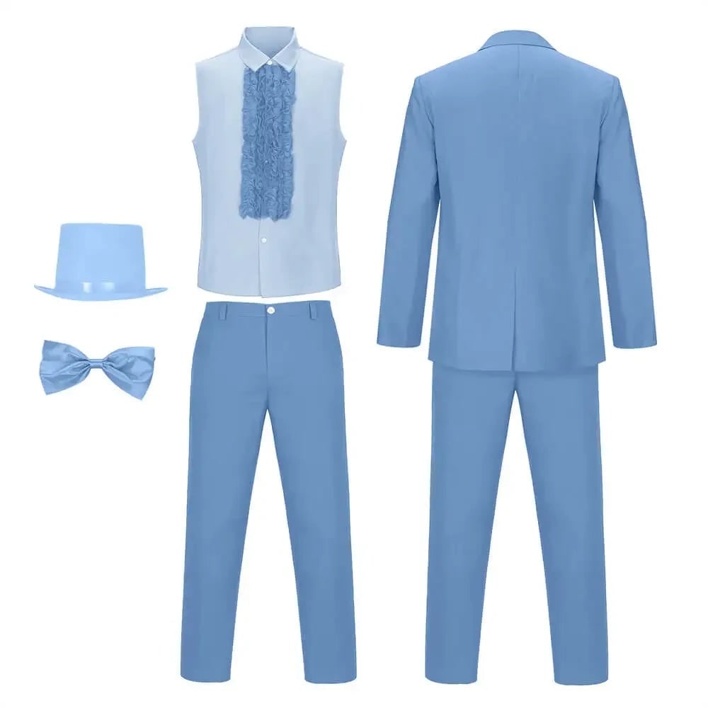 Men's Easy Halloween Tuxedo Costume with Ruffled Shirt, Bow Tie and Top Hat - Image 5