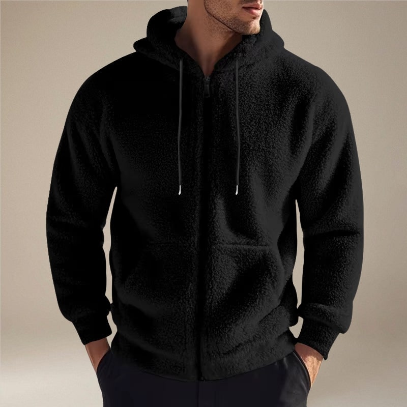 Men's Fleece Zip Up Hoodie Jacket Sweater with Hood and Pockets - Image 7
