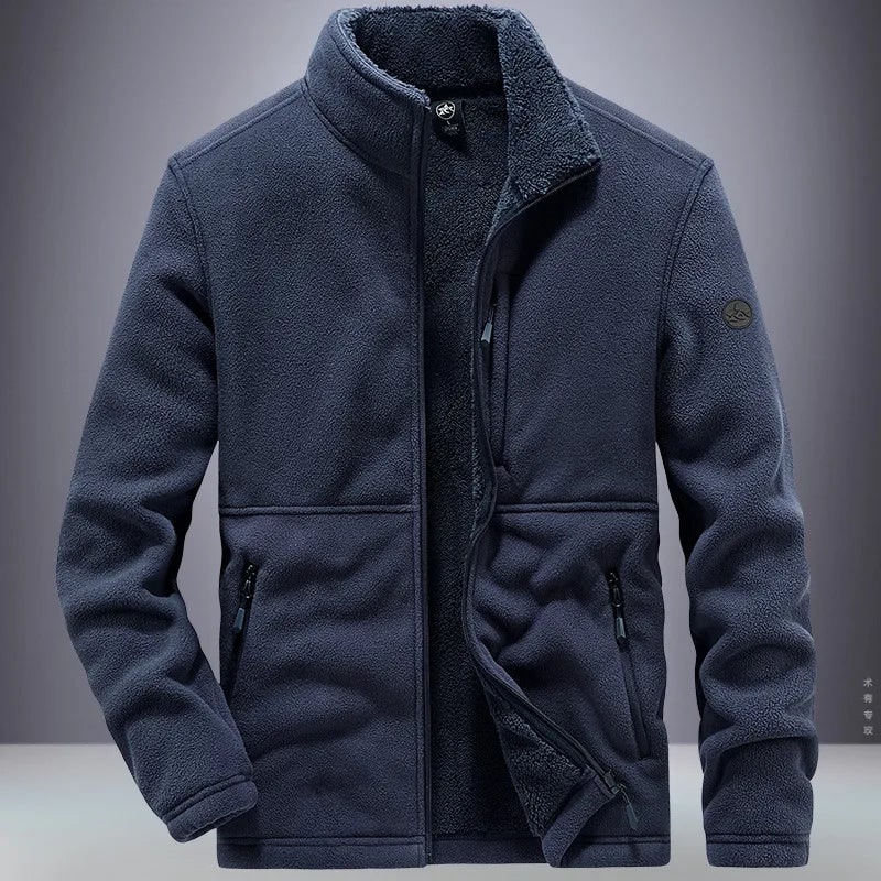 Men's Full Zip Fleece Jacket with Sherpa Lining and Stand Collar - Image 2