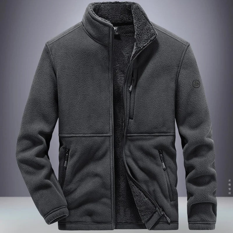 Men's Full Zip Fleece Jacket with Sherpa Lining and Stand Collar - Image 3