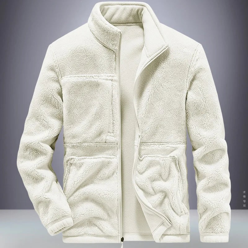 Men's Full Zip Fleece Jacket with Sherpa Lining and Stand Collar - Image 4
