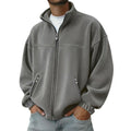 Men's Full Zip Fleece Jacket with Stand-Up Collar and Hand Pockets - Image 2
