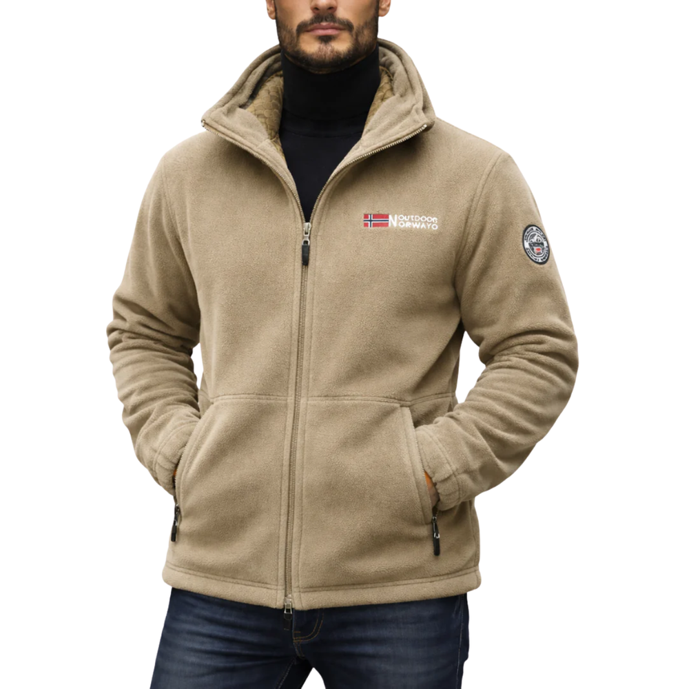 Men's Full Zip Hooded Fleece Jacket with Lining and Hand Pockets - Image 1