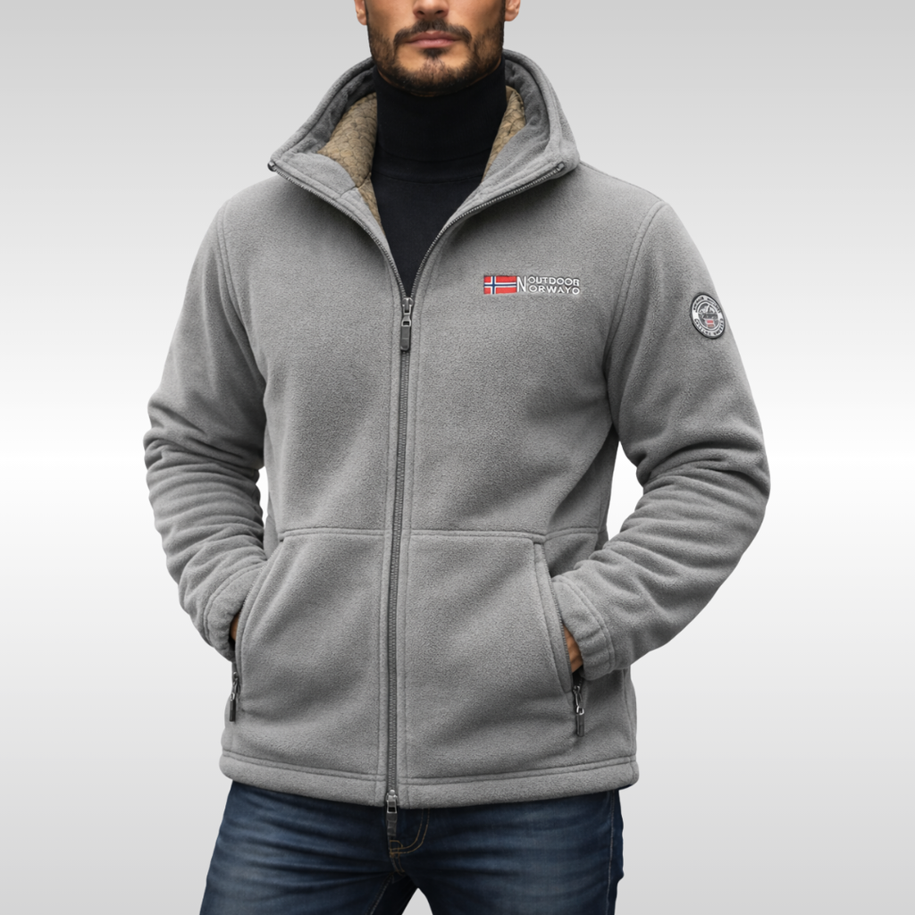 Men's Full Zip Hooded Fleece Jacket with Lining and Hand Pockets - Image 3