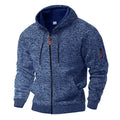 Men's Full Zip Up Fleece Hoodie with Marl Knit and Kangaroo Pocket - Image 7