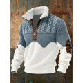 Men's Half Zip Pullover Sweater with Sherpa Fleece Collar and Knit Pattern - Image 1