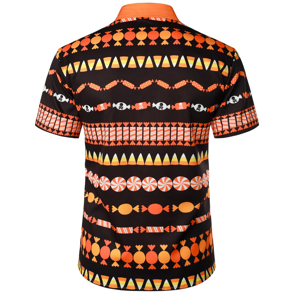 Men's Halloween Button Down Shirt with Spread Collar and Regular Fit Costume Party - Image 2