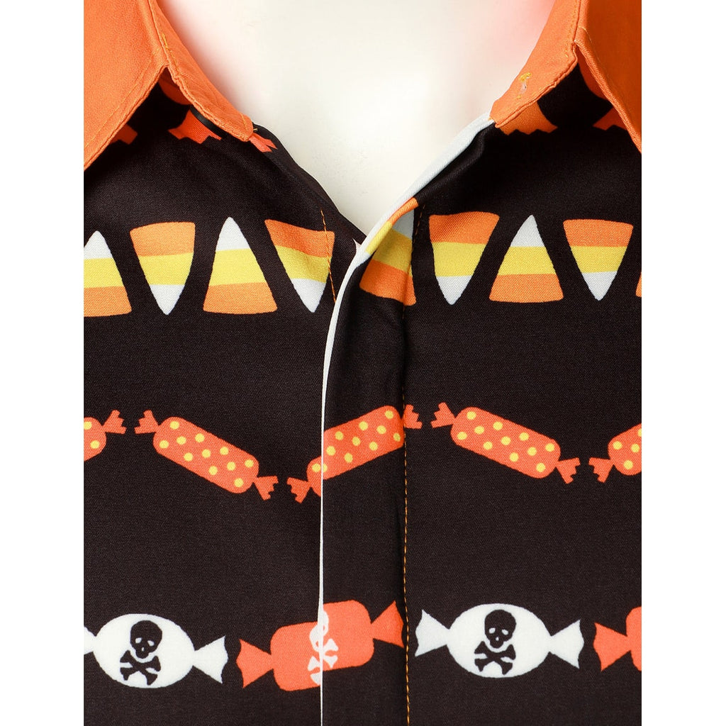 Men's Halloween Button Down Shirt with Spread Collar and Regular Fit Costume Party - Image 3