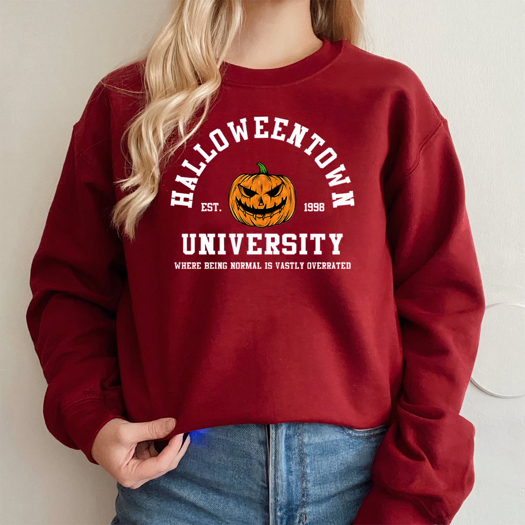 Men's Halloween Crewneck Graphic Sweatshirt with Halloweentown University Print - Image 5
