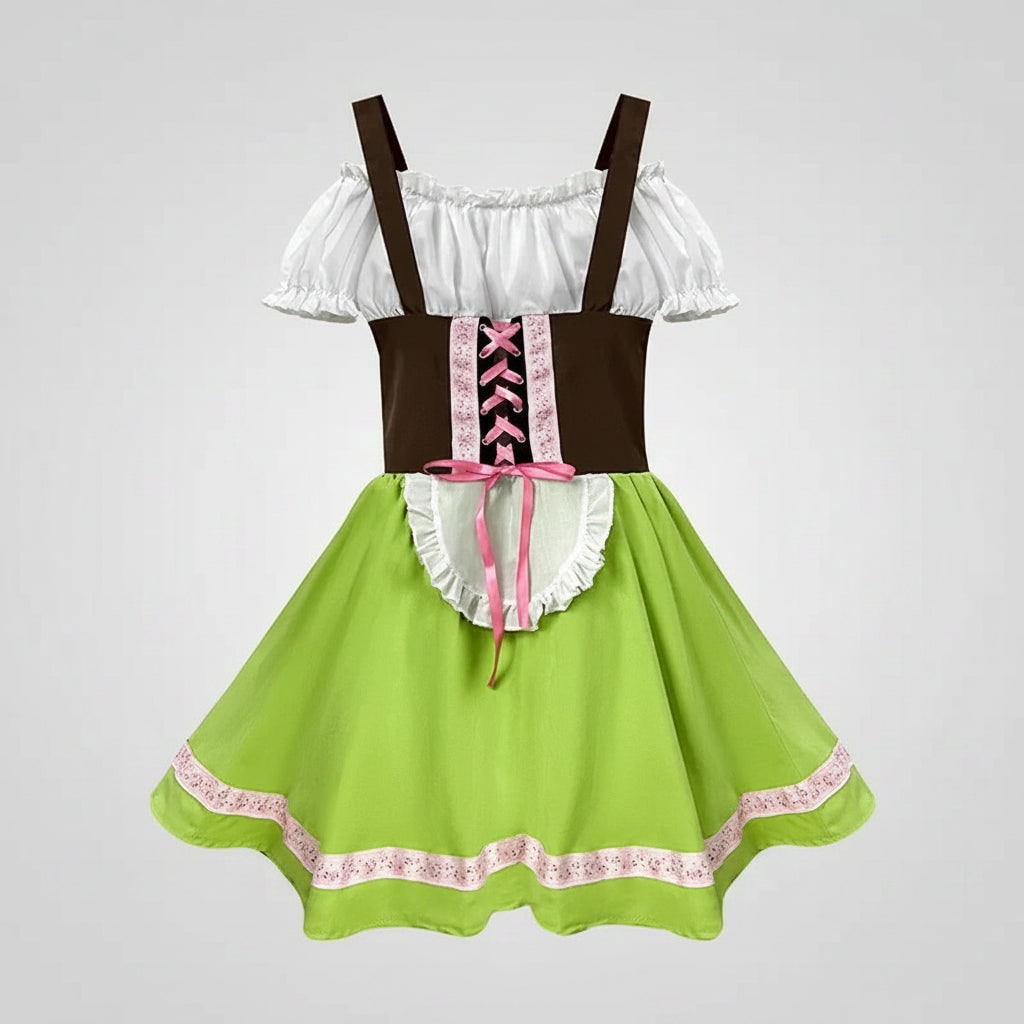 Men's Halloween Oktoberfest Costume Female and Male Themed Party with Dirndl Dress and Lederhosen Shorts - Image 3