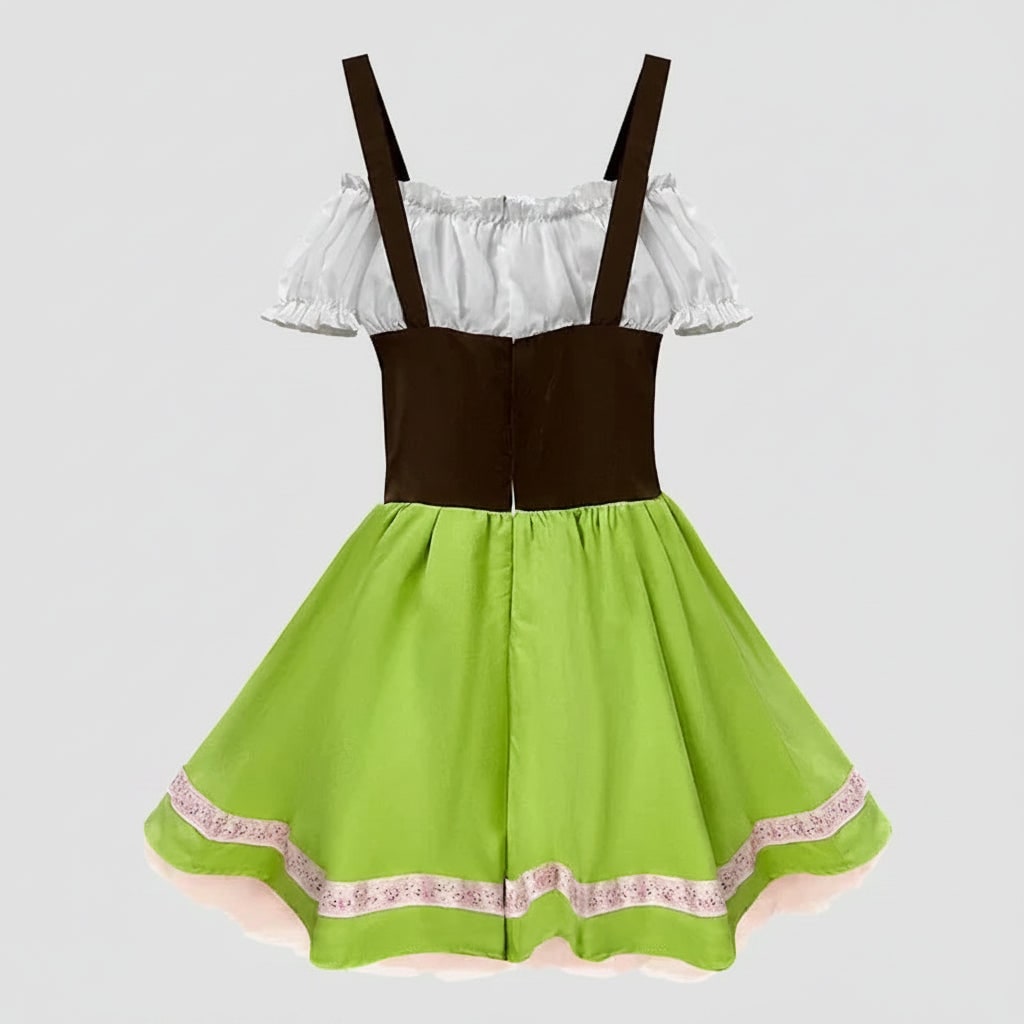 Men's Halloween Oktoberfest Costume Female and Male Themed Party with Dirndl Dress and Lederhosen Shorts - Image 5