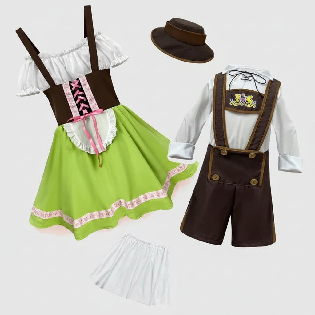 Men's Halloween Oktoberfest Costume Female and Male Themed Party with Dirndl Dress and Lederhosen Shorts - Image 6