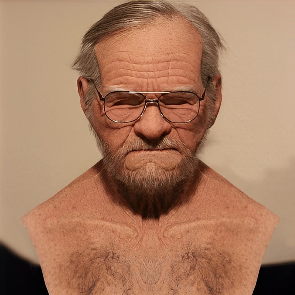 Men's Halloween Realistic Silicone Mask with Faux Hair and Hand-Painted Details - Image 2