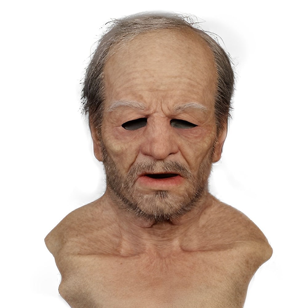 Men's Halloween Realistic Silicone Mask with Faux Hair and Hand-Painted Details - Image 7