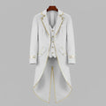 Men's Halloween Tails Jacket Tailcoat Tuxedo with Victorian Gothic Costume Design and Gold Trim - Image 1