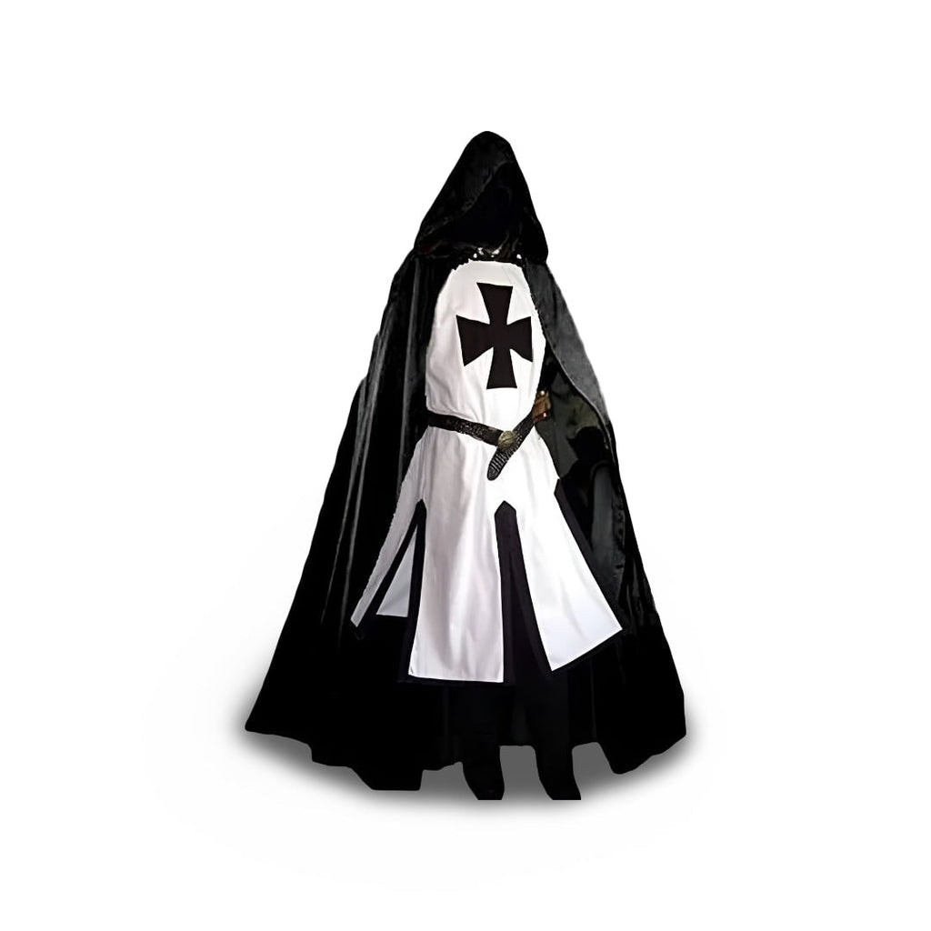 Men's Halloween Templar Knight Costume with Tunic and Cape for Medieval Warrior Outfit - Image 10