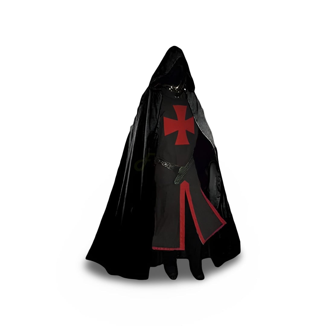 Men's Halloween Templar Knight Costume with Tunic and Cape for Medieval Warrior Outfit - Image 4