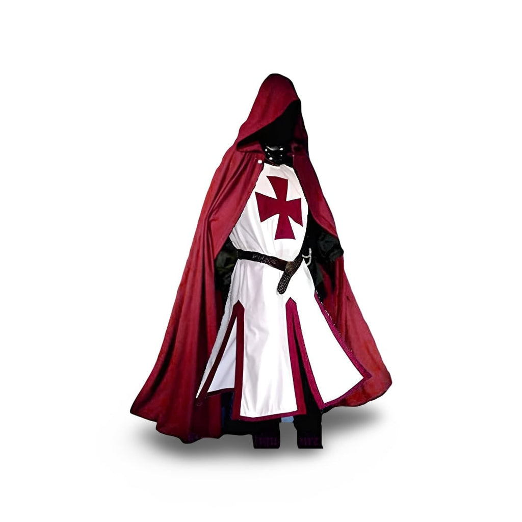 Men's Halloween Templar Knight Costume with Tunic and Cape for Medieval Warrior Outfit - Image 7