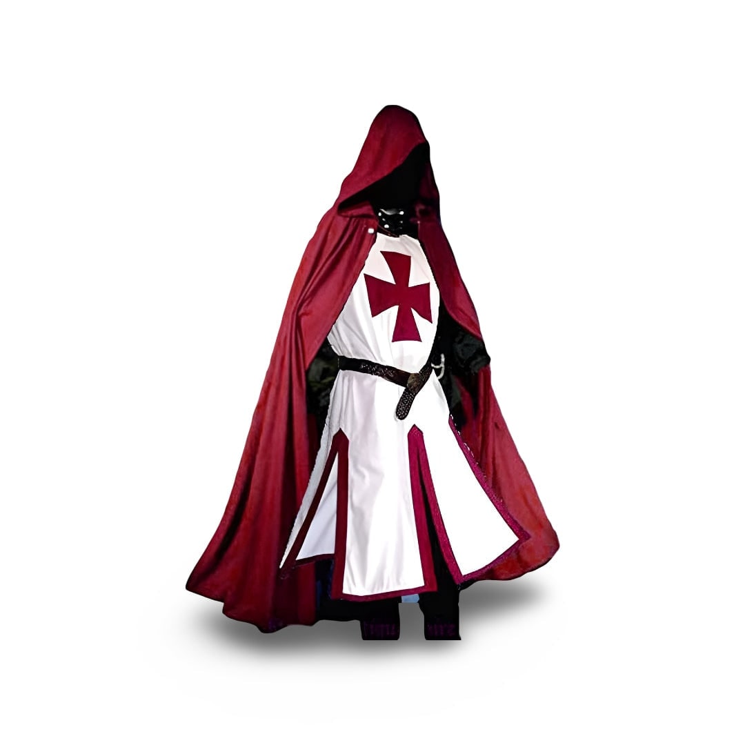 Men's Halloween Templar Knight Costume with Tunic and Cape for Medieval Warrior Outfit - Image 7