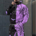 Men's Halloween Tracksuit Sweat Suit with Spiderweb and Bat Print Hoodie and Joggers Two Piece Set - Image 1