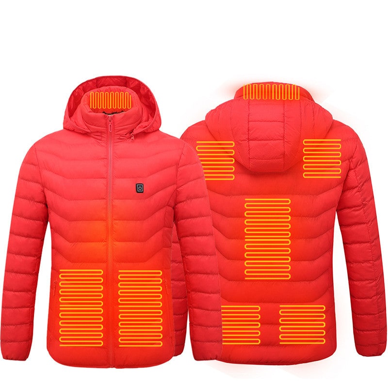 Men's Heated Puffer Jacket with Hood and Multiple Heat Zones Windbreaker - Image 1