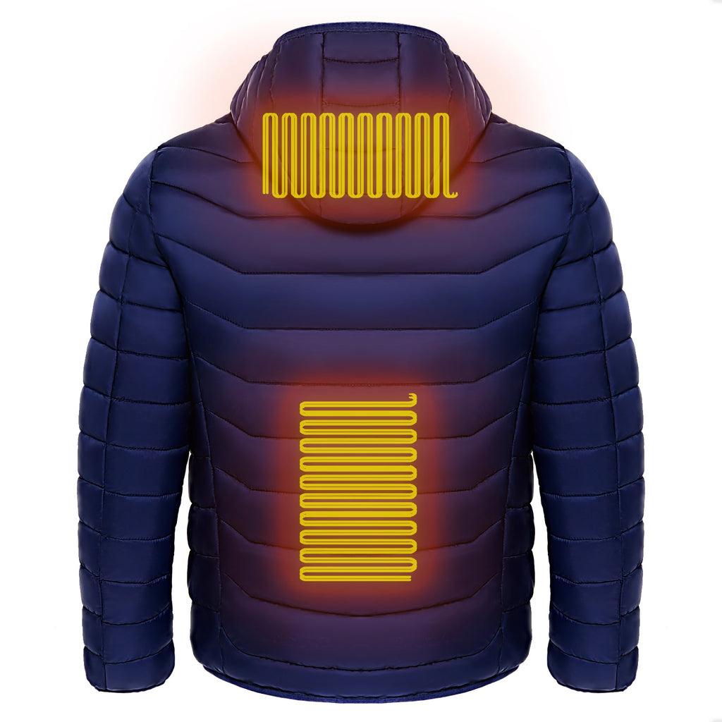 Men's Heated Puffer Jacket with Hood and Multiple Heat Zones Windbreaker - Image 13