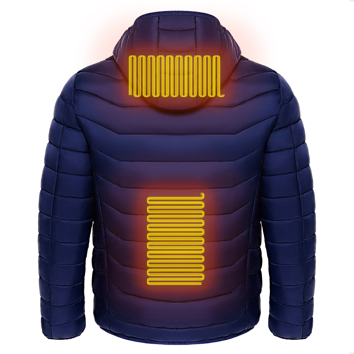 Men's Heated Puffer Jacket with Hood and Multiple Heat Zones Windbreaker - Image 13