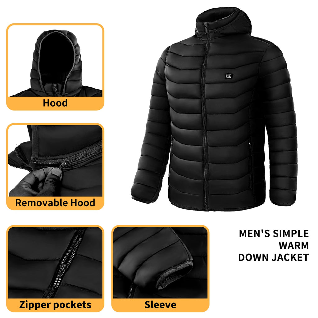 Men's Heated Puffer Jacket with Hood and Multiple Heat Zones Windbreaker - Image 14