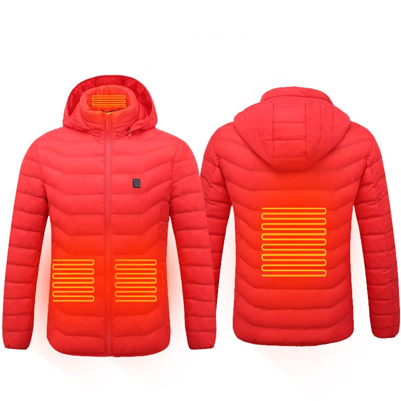 Men's Heated Puffer Jacket with Hood and Multiple Heat Zones Windbreaker - Image 15