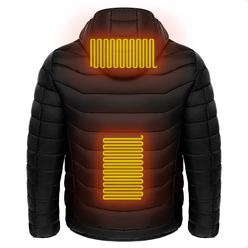 Men's Heated Puffer Jacket with Hood and Multiple Heat Zones Windbreaker - Image 3