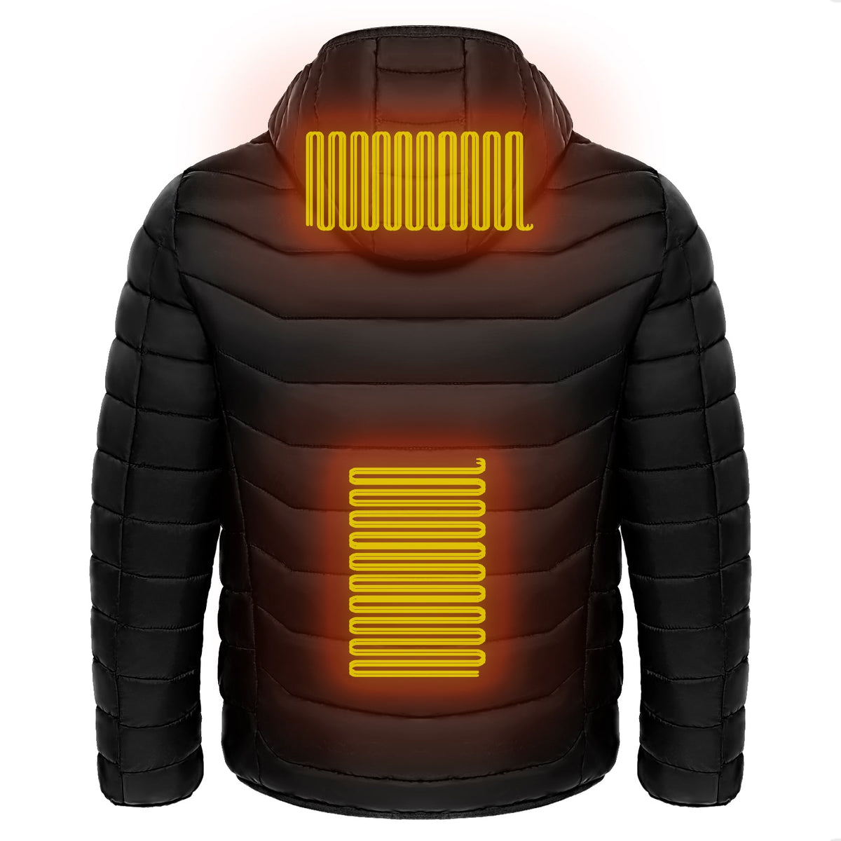 Men's Heated Puffer Jacket with Hood and Multiple Heat Zones Windbreaker - Image 3