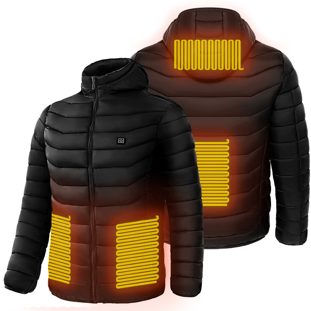 Men's Heated Puffer Jacket with Hood and Multiple Heat Zones Windbreaker - Image 4